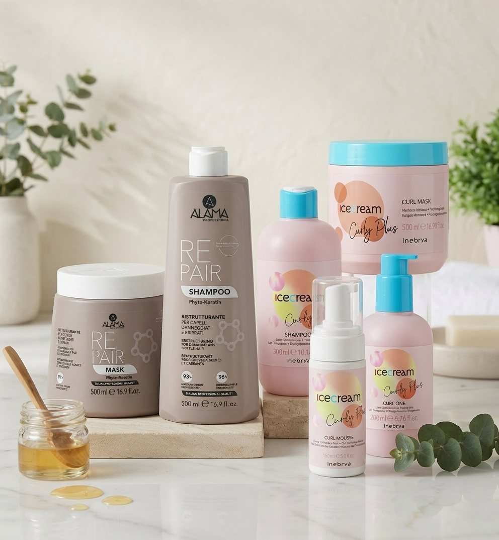 Pack Curly Repair : Définition Parfaite & Reconstruction Intense (Inebrya & Alama)